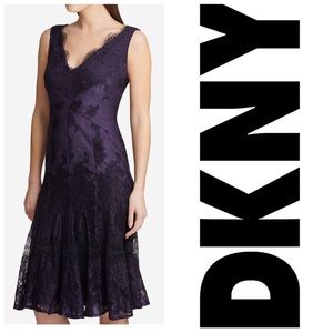 ❤️SALE❤️DKNY V-Neck Scalloped Lace Dress. Sz 8 NWT